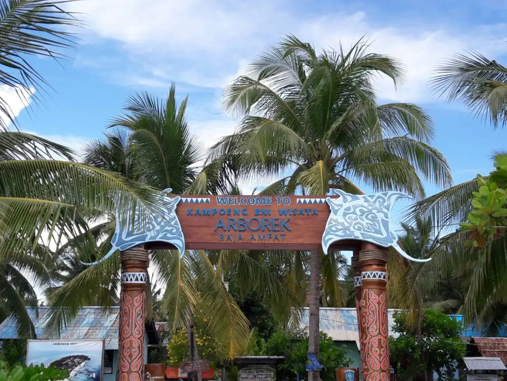 Welcome gate of Arborek village, Raja Ampat