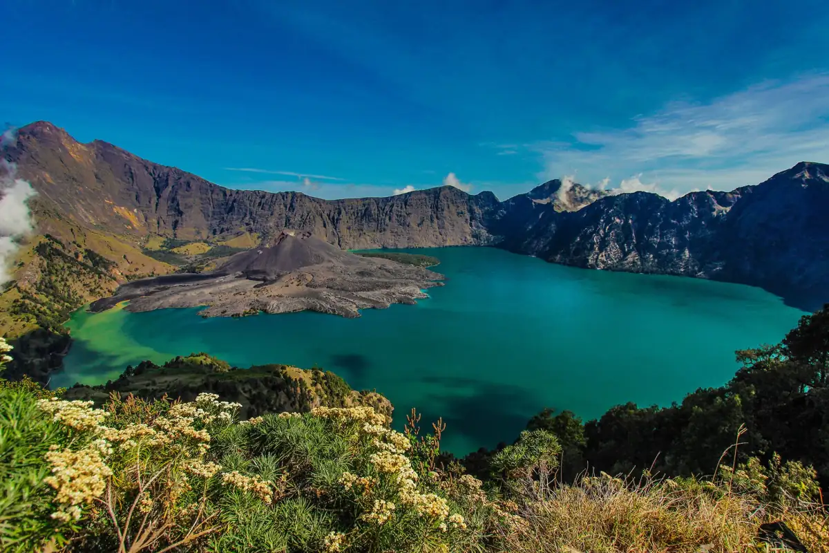 Segara Anak crater lake inside Mount Rinjani, Lombok