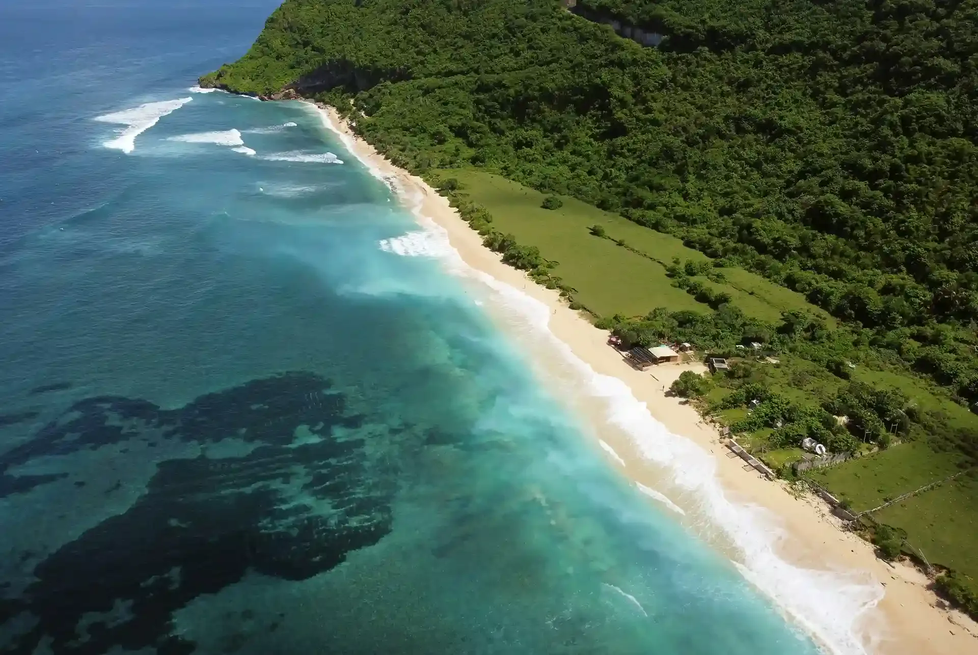 Aerial view of Nyang Nyang Beach and the Uluwatu cliffs